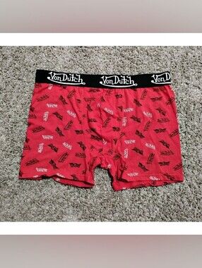 Von Dutch Mens Red All-Over Logo Boxer Briefs